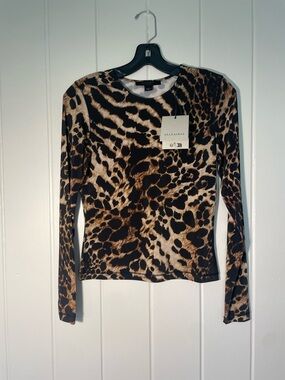 All Saints Women's Leopard Print Long Sleeve Top - Brown/Black NWT